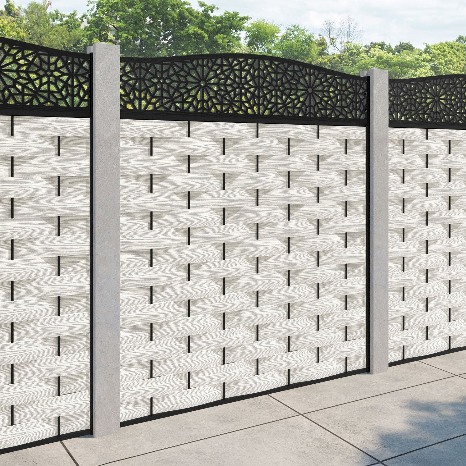 Ripple Alnara Curved Top Fence Panel - Light Stone - for existing concrete posts