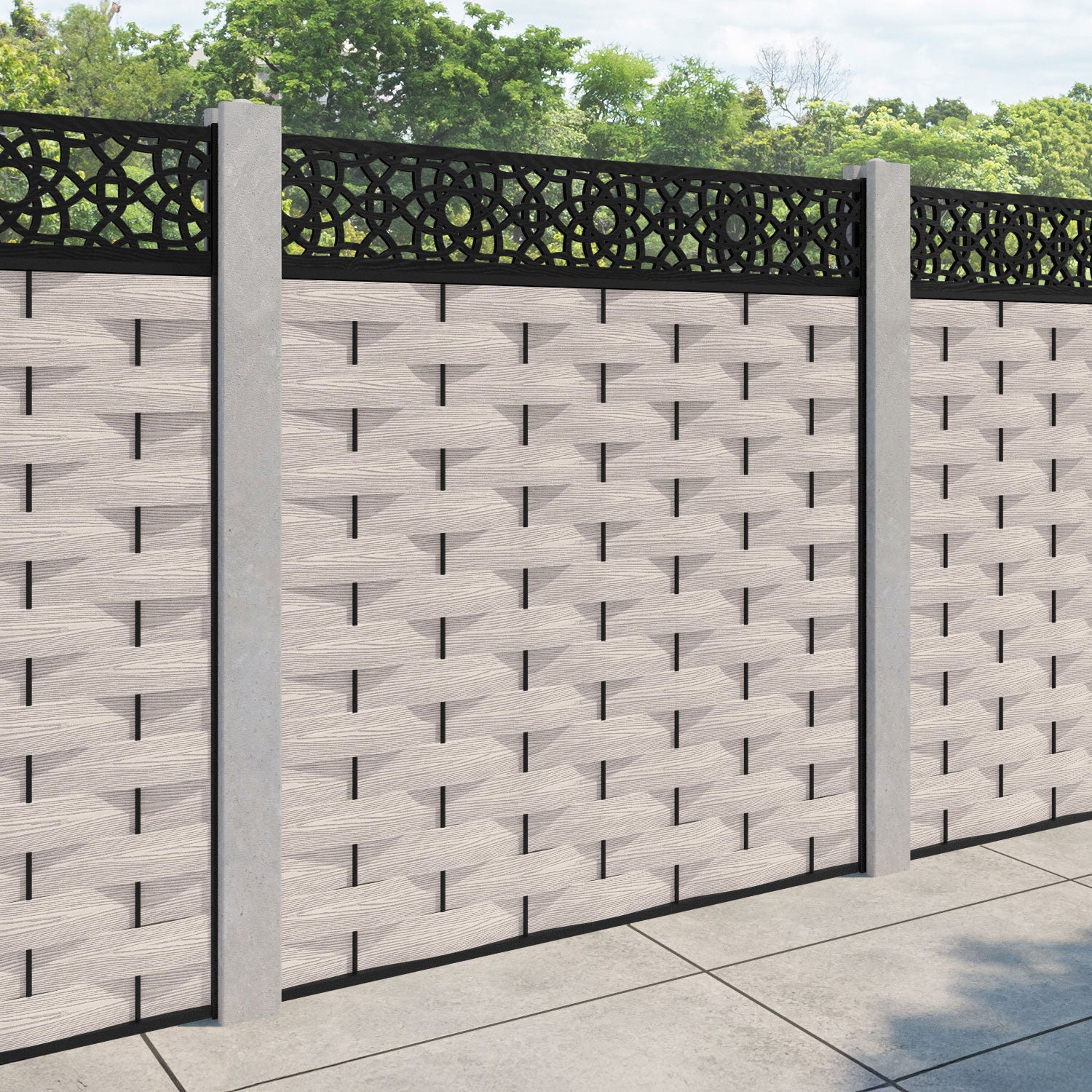 Ripple Ambar Fence Panel - Mid Stone - for existing concrete posts
