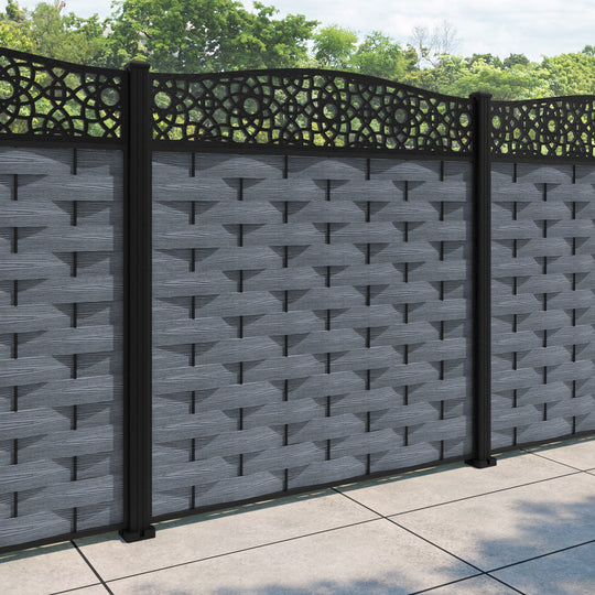 Ripple Ambar Curved Top Fence Panel - Anthracite - with our aluminium posts