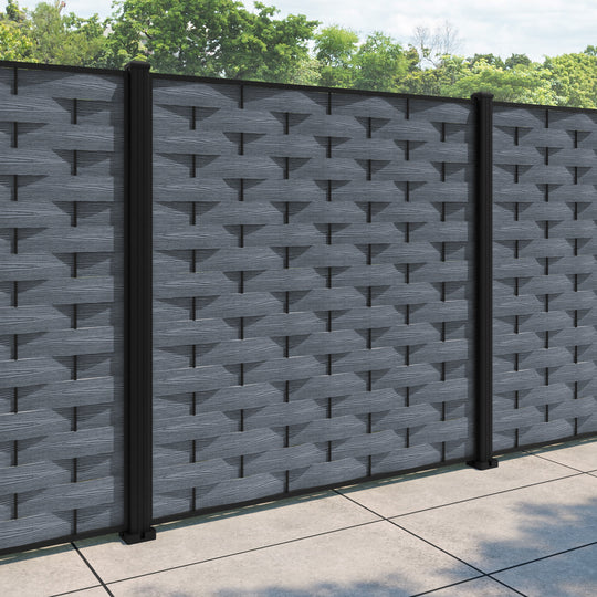 Ripple Fence Panel - Anthracite - with our aluminium posts