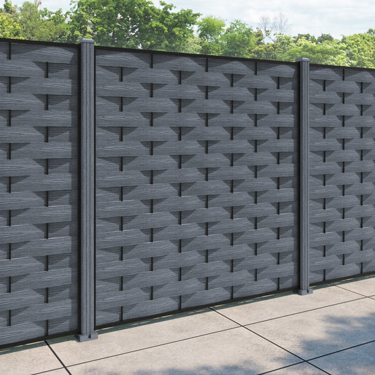 Ripple Fence Panel - Anthracite - with our composite posts