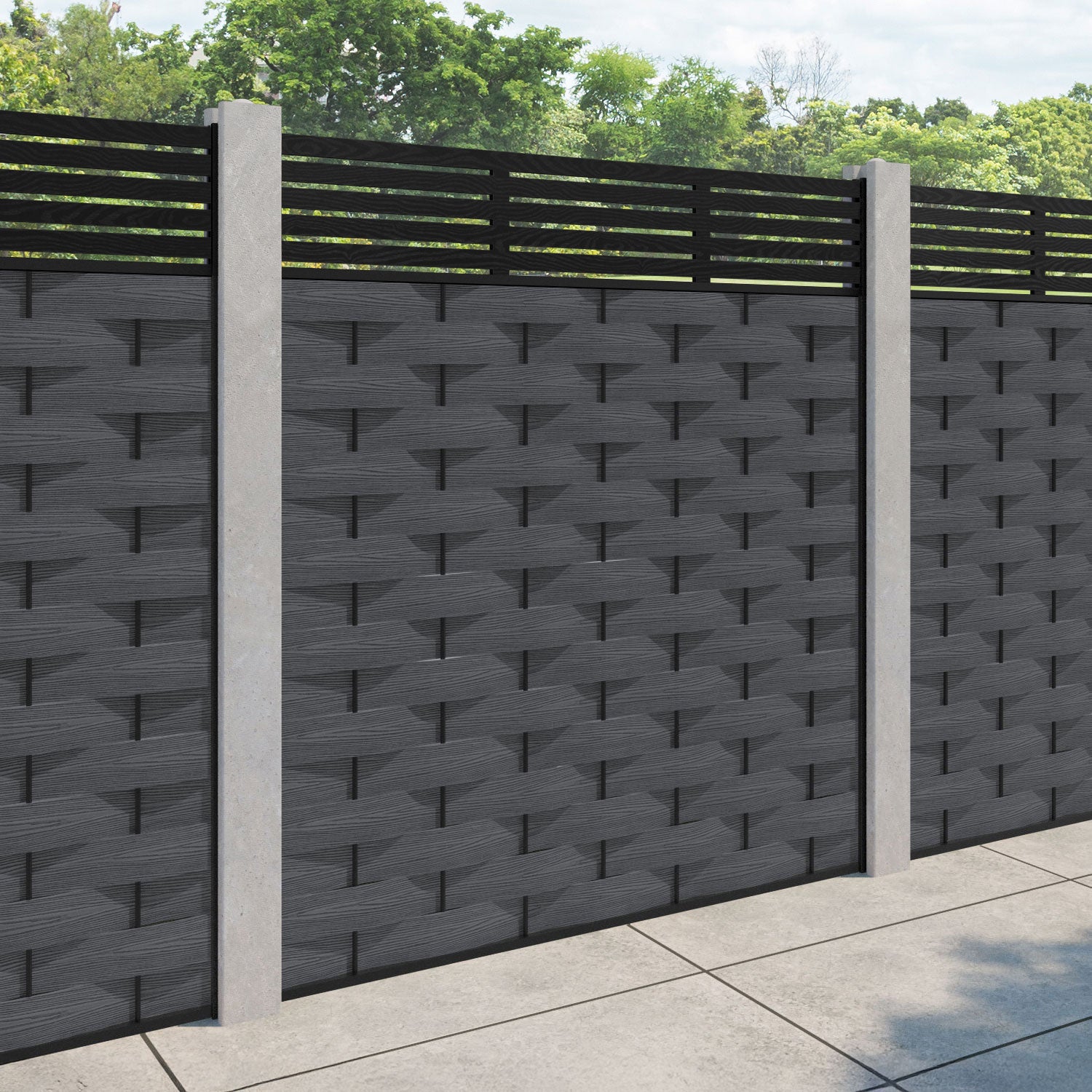 Ripple Aspen Fence Panel - Dark Grey - for existing concrete posts