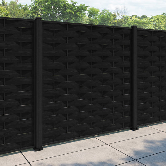 Ripple Fence Panel - Black - with our composite posts