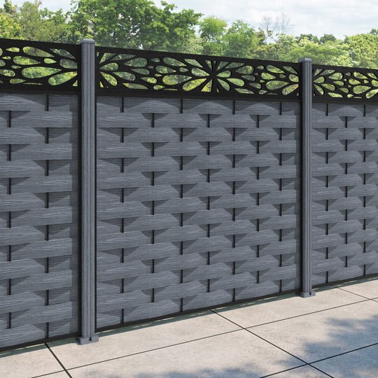 Ripple Blossom Fence Panel - Anthracite - with our composite posts