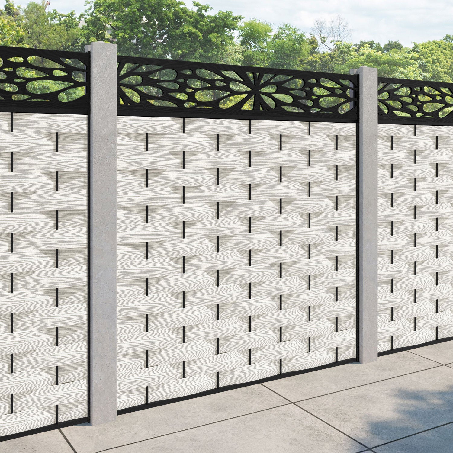 Ripple Blossom Fence Panel - Light Stone - for existing concrete posts