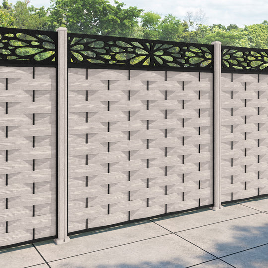 Ripple Blossom Fence Panel - Mid Stone - with our composite posts