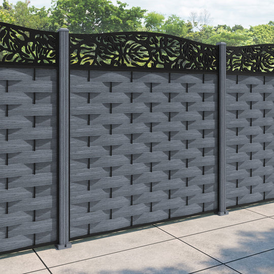 Ripple Botanic Curved Top Fence Panel - Anthracite - with our composite posts