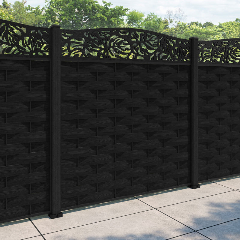 Ripple Botanic Curved Top Fence Panel - Black - with our composite posts