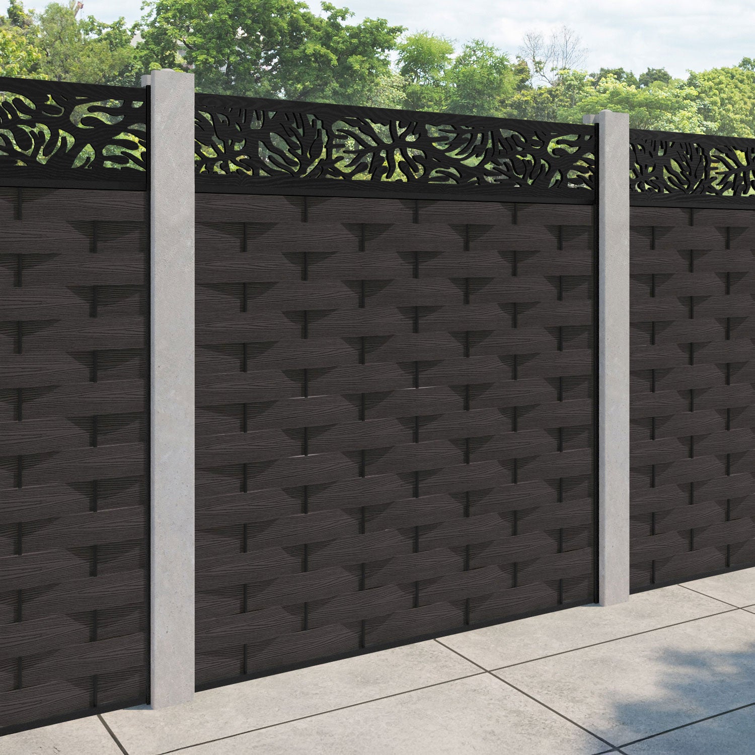 Ripple Botanic Fence Panel - Dark Oak - for existing concrete posts