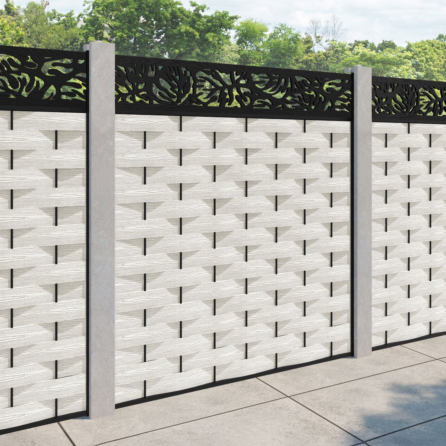 Ripple Botanic Fence Panel - Light Stone - for existing concrete posts