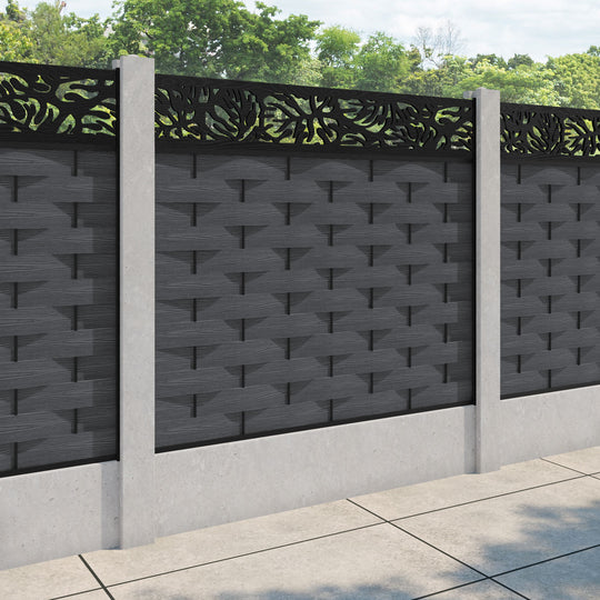 Ripple Botanic Fence Panel - Dark Grey - for existing concrete posts