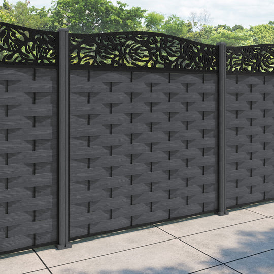 Ripple Botanic Curved Top Fence Panel - Dark Grey - with our composite posts