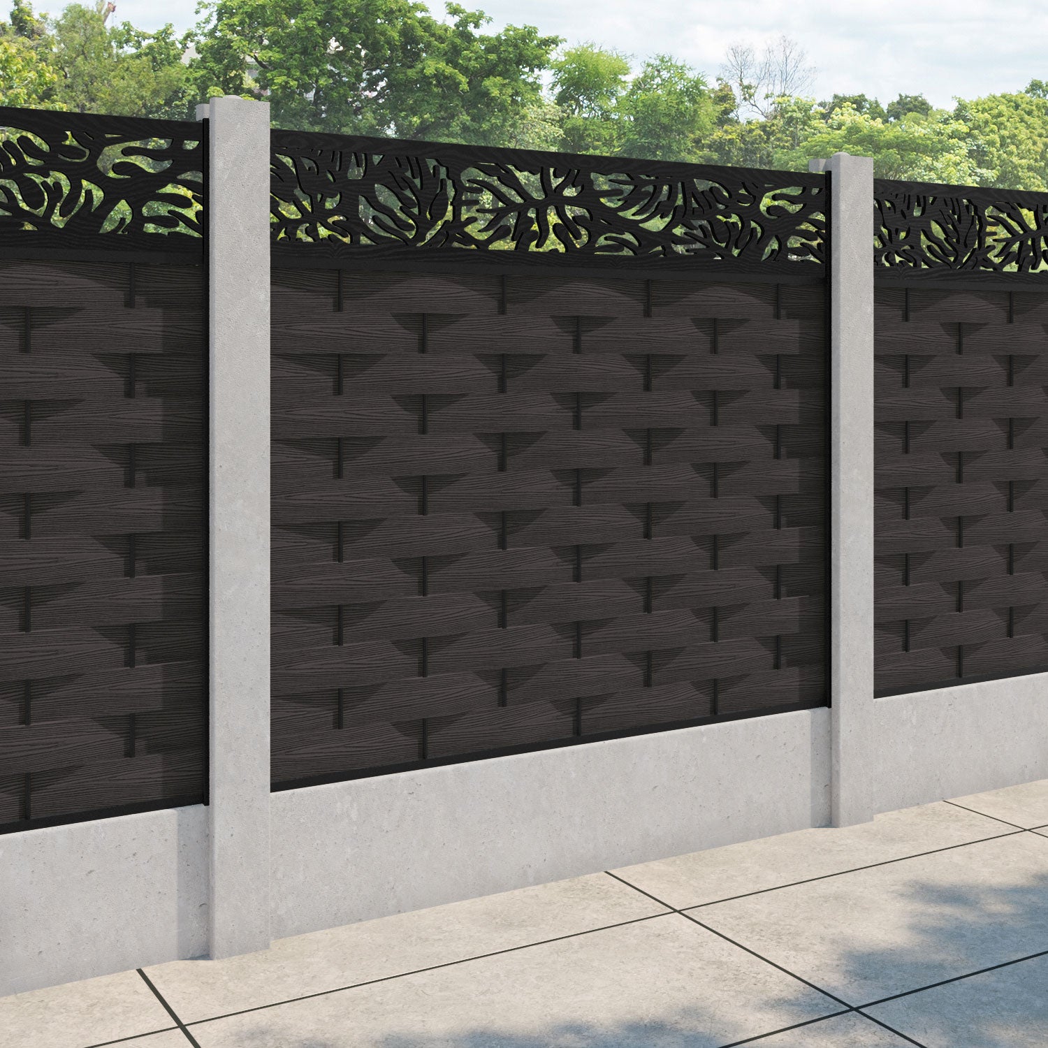 Ripple Botanic Fence Panel - Dark Oak - for existing concrete posts