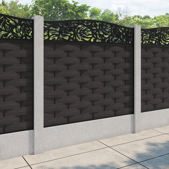 Ripple Botanic Curved Top Fence Panel - Dark Oak - for existing concrete posts