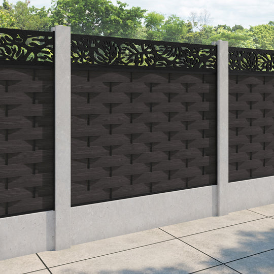 Ripple Botanic Fence Panel - Dark Oak - for existing concrete posts
