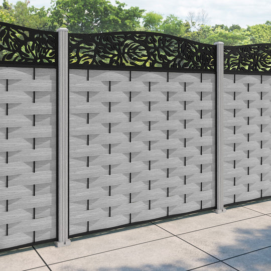 Ripple Botanic Curved Top Fence Panel - Light Grey - with our composite posts