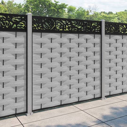 Ripple Botanic Fence Panel - Light Grey - with our composite posts