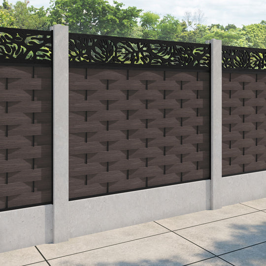 Ripple Botanic Fence Panel - Mid Brown - for existing concrete posts