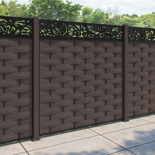 Ripple Botanic Fence Panel - Mid Brown - with our composite posts
