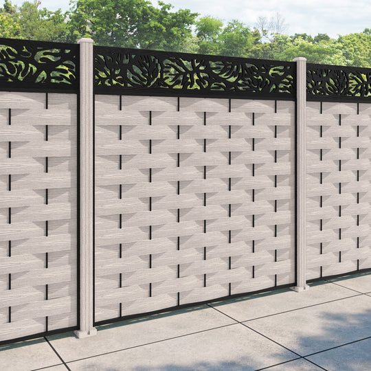 Ripple Botanic Fence Panel - Mid Stone - with our composite posts