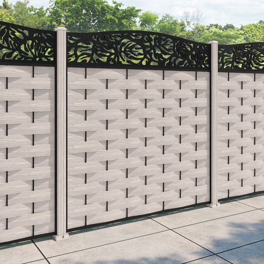 Ripple Botanic Curved Top Fence Panel - Mid Stone - with our composite posts
