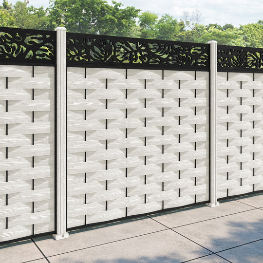 Ripple Botanic Fence Panel - Light Stone - with our composite posts