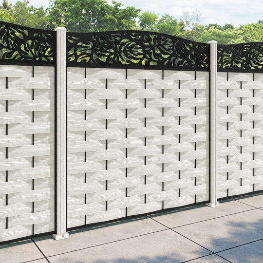 Ripple Botanic Curved Top Fence Panel - Light Stone - with our composite posts