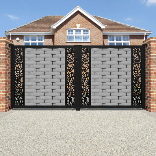 Ripple Botanic Straight Top Driveway Gate - Light Grey - Middle & End Screen
