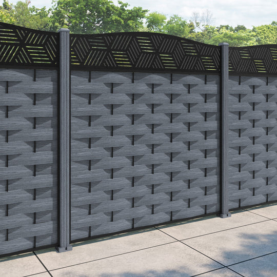 Ripple Cubed Curved Top Fence Panel - Anthracite - with our composite posts