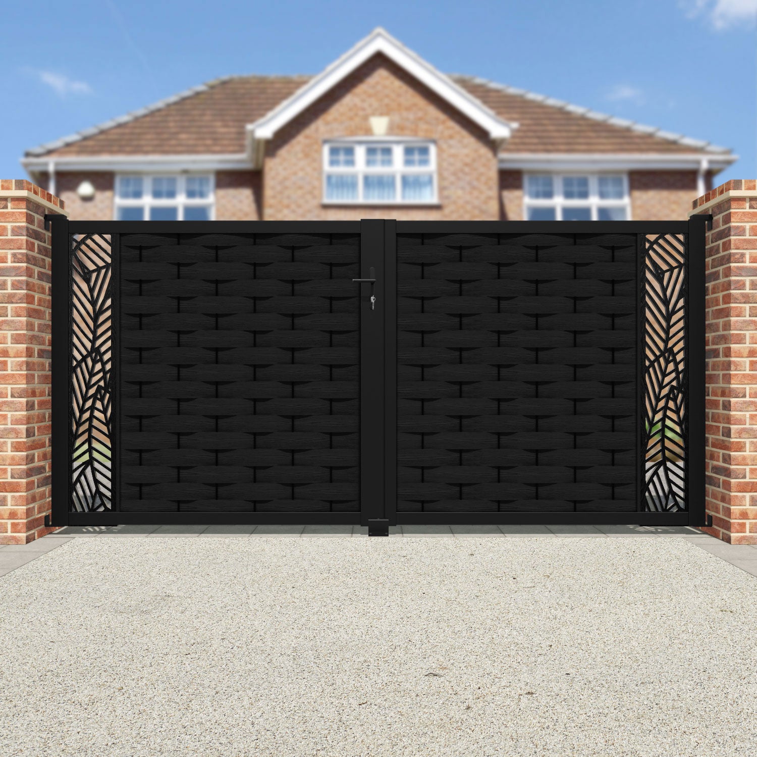 Ripple Habitat Straight Top Driveway Gate - Black - End Screen