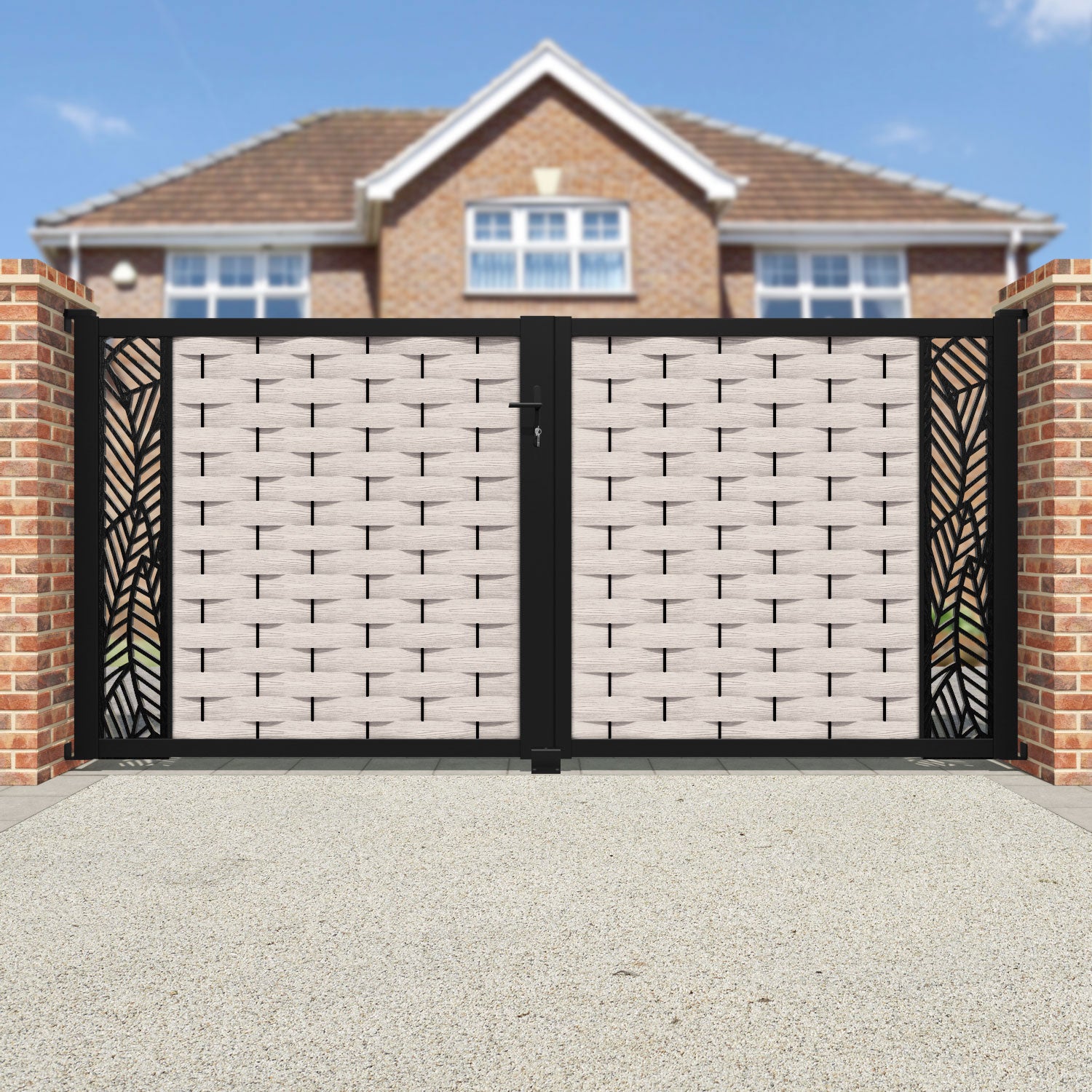 Ripple Habitat Straight Top Driveway Gate - Mid Stone - End Screen