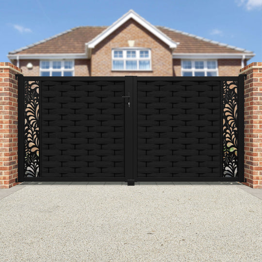 Ripple Petal Straight Top Driveway Gate - Black - End Screen
