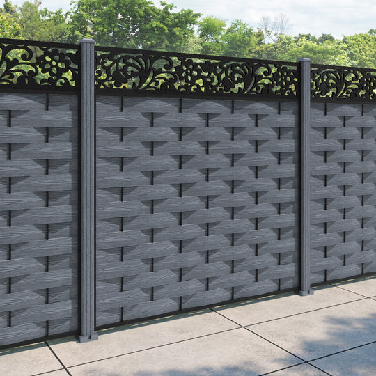 Ripple Eden Fence Panel - Anthracite - with our composite posts