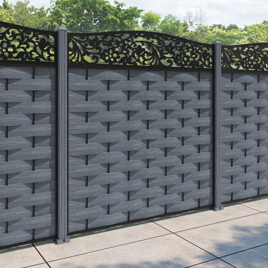 Ripple Eden Curved Top Fence Panel - Anthracite - with our composite posts