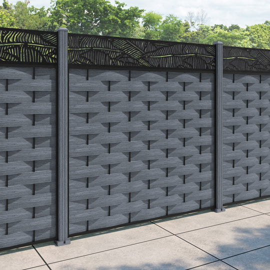 Ripple Feather Fence Panel - Anthracite - with our composite posts