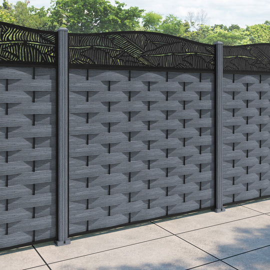 Ripple Feather Curved Top Fence Panel - Anthracite - with our composite posts