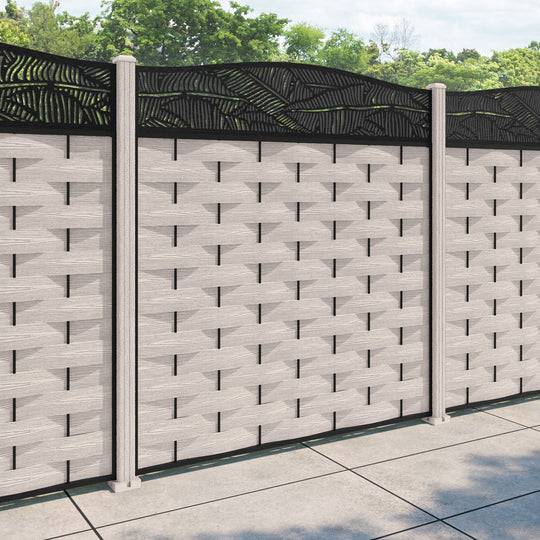 Ripple Feather Curved Top Fence Panel - Mid Stone - with our composite posts