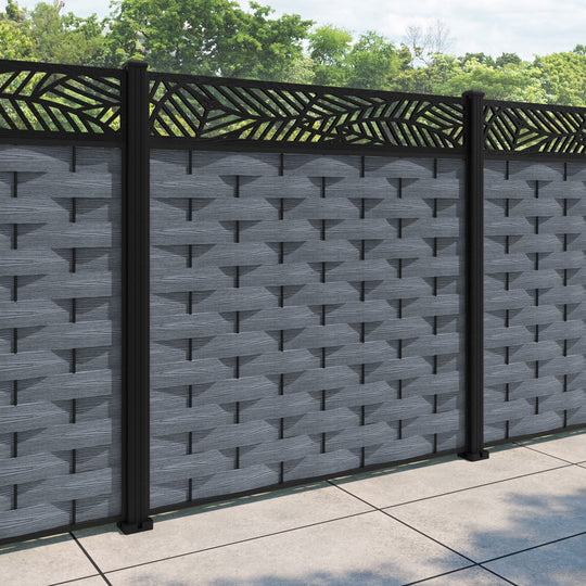 Ripple Habitat Fence Panel - Anthracite - with our aluminium posts