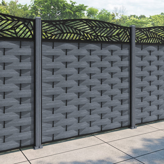 Ripple Habitat Curved Top Fence Panel - Anthracite - with our composite posts