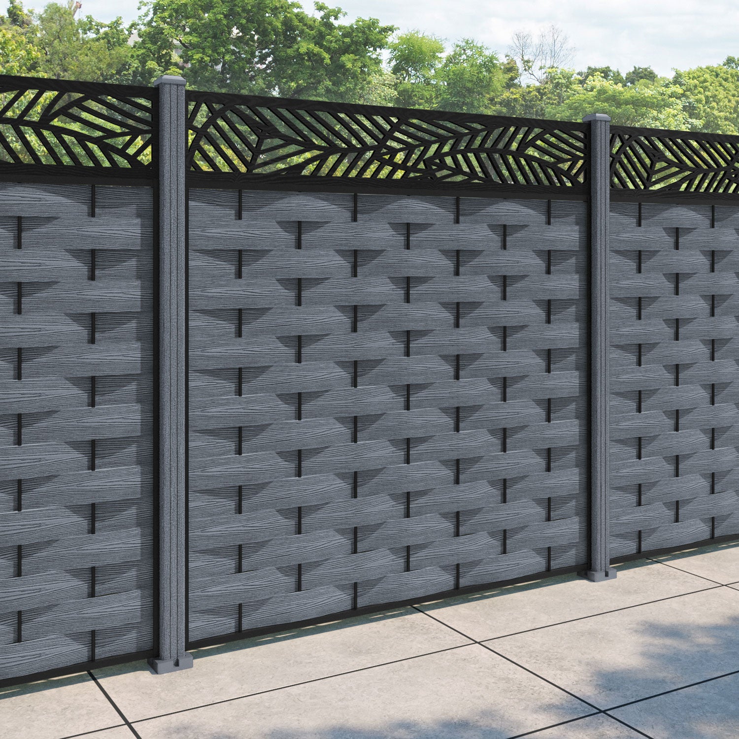 Ripple Habitat Fence Panel - Anthracite - with our composite posts