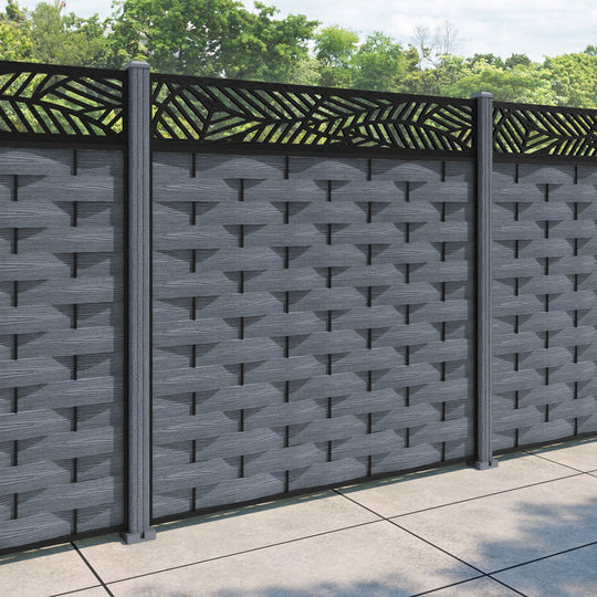 Ripple Habitat Fence Panel - Anthracite - with our composite posts