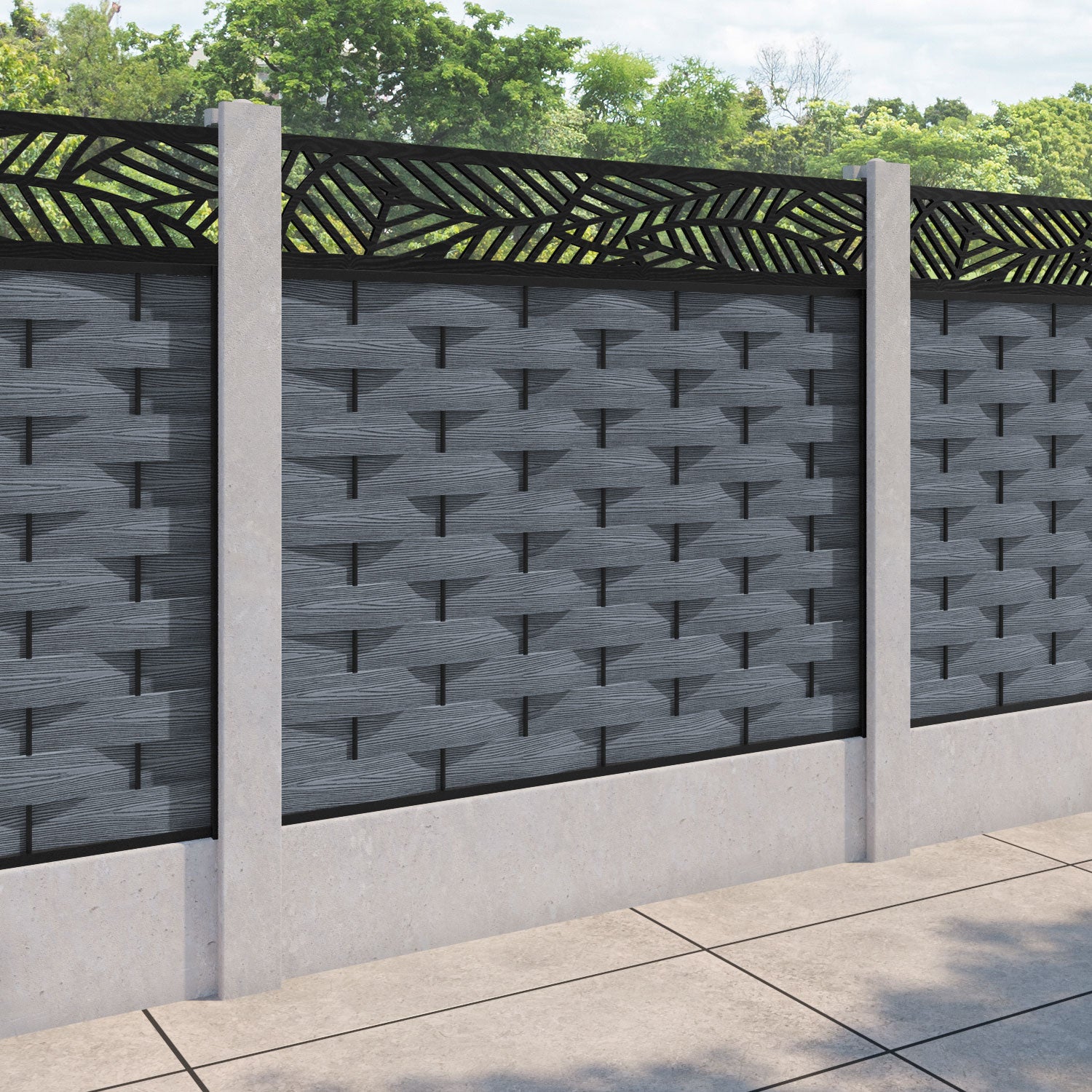Ripple Habitat Fence Panel - Anthracite - for existing concrete posts