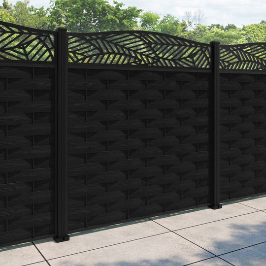 Ripple Habitat Curved Top Fence Panel - Black - with our aluminium posts