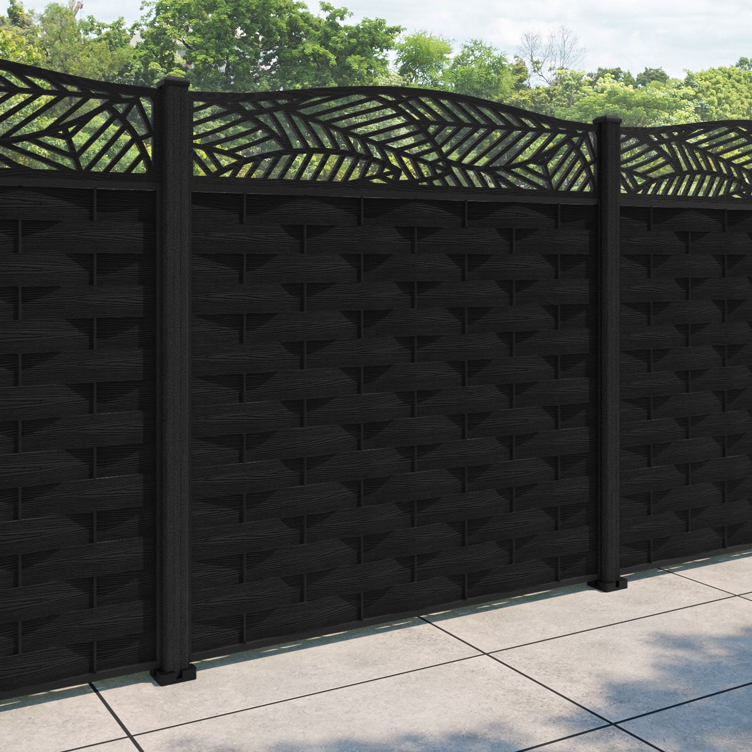 Ripple Habitat Curved Top Fence Panel - Black - with our composite posts