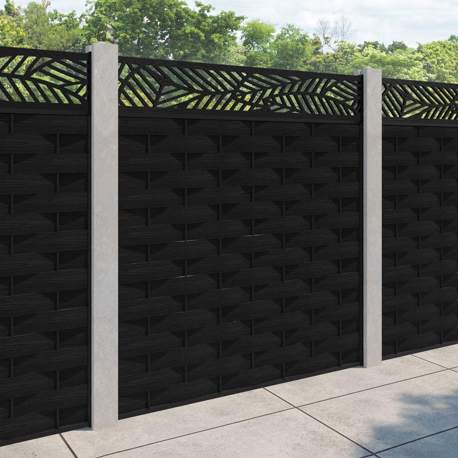 Ripple Habitat Fence Panel - Black - for existing concrete posts