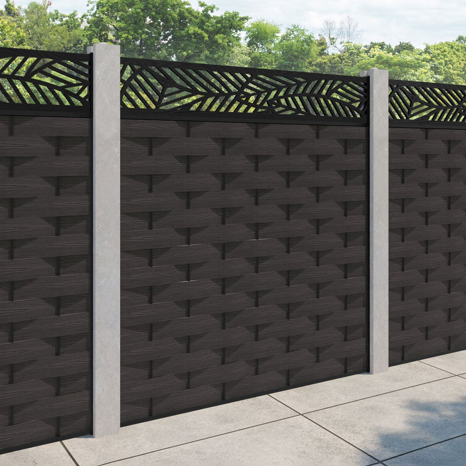 Ripple Habitat Fence Panel - Dark Oak - for existing concrete posts