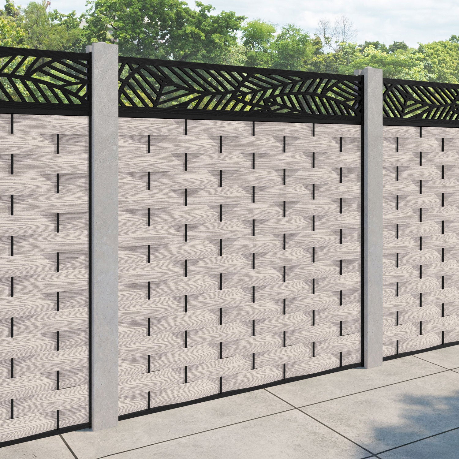 Ripple Habitat Fence Panel - Mid Stone - for existing concrete posts
