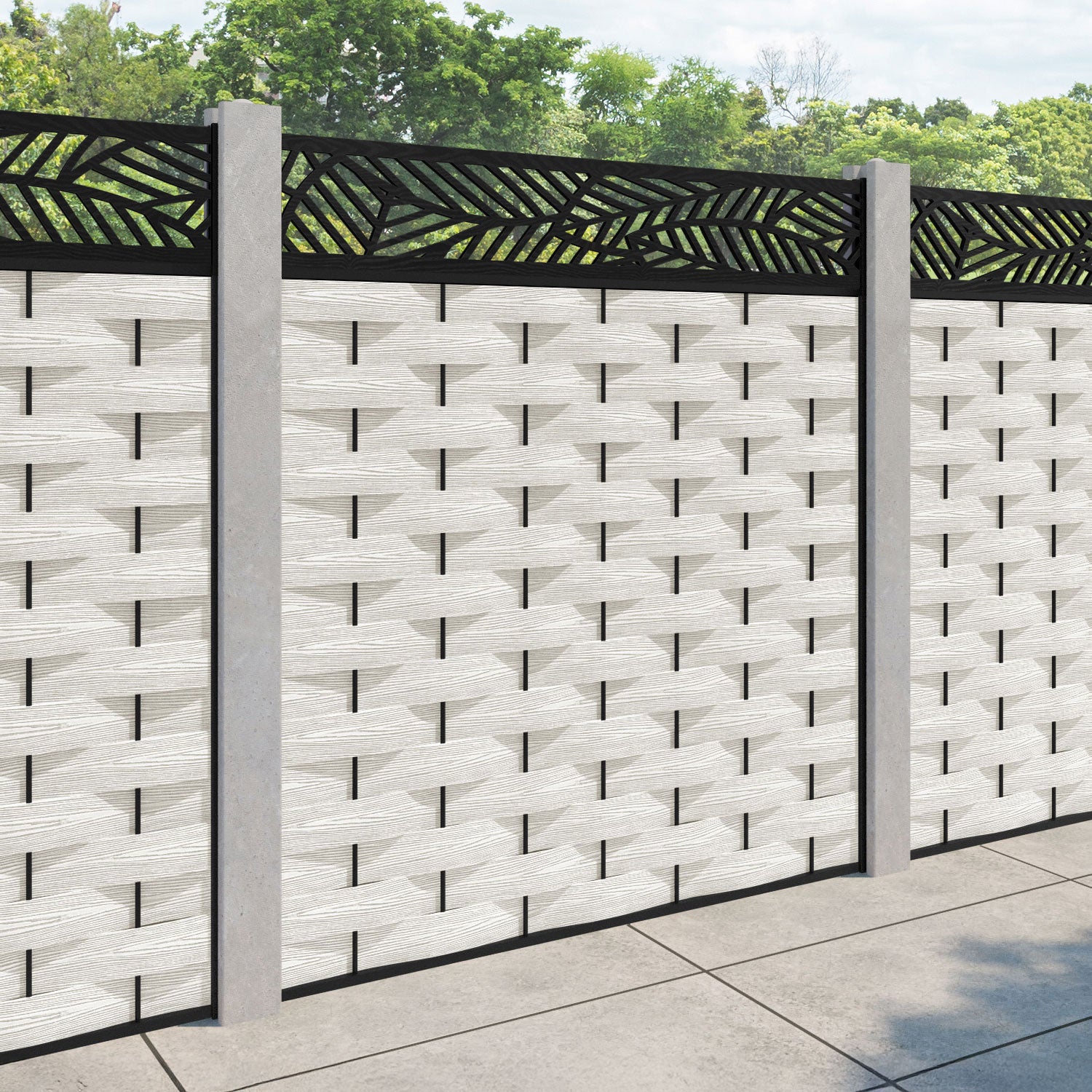 Ripple Habitat Fence Panel - Light Stone - for existing concrete posts