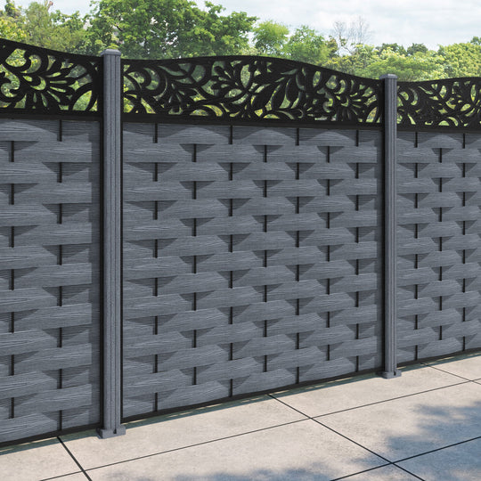 Ripple Heritage Curved Top Fence Panel - Anthracite - with our composite posts