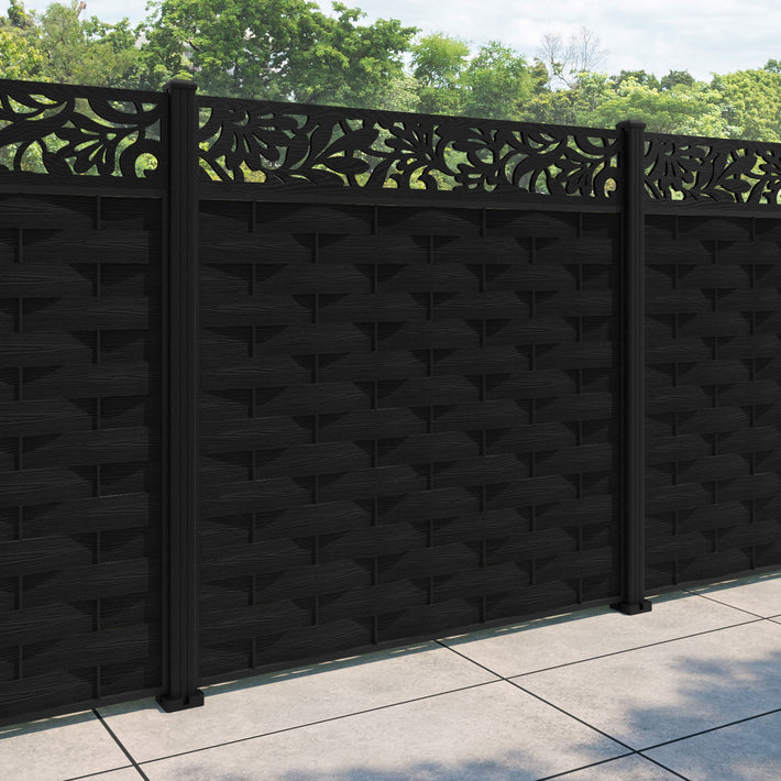 Ripple Heritage Fence Panel - Black - with our aluminium posts